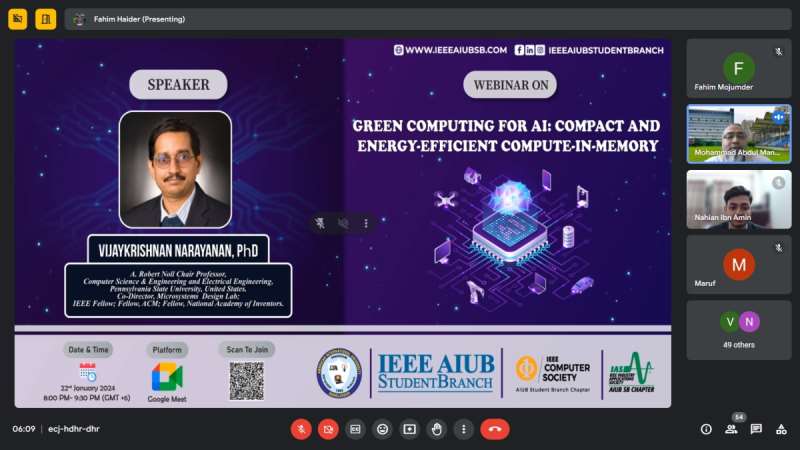Webinar on “Green Computing for AI: Compact and Energy-Efficient Compute-in-Memory”