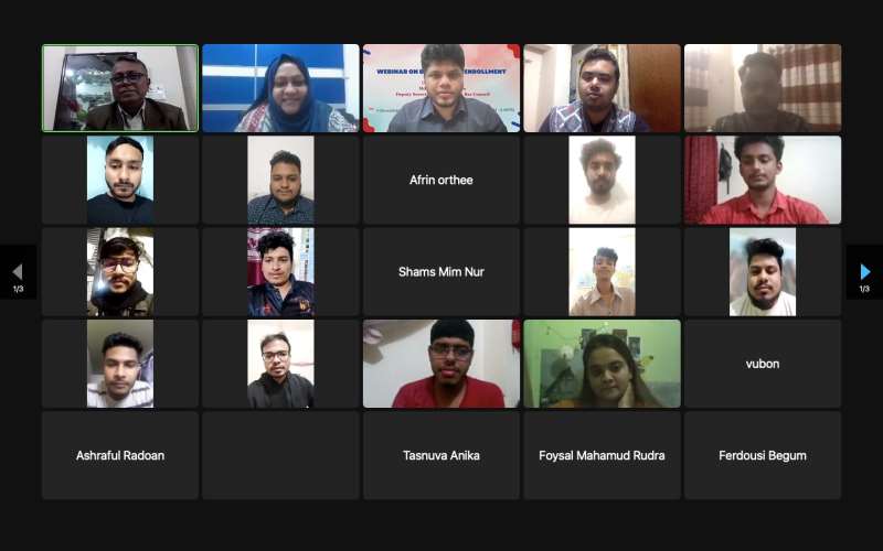 Webinar on Bar Council Enrolment Organized by the Department of Law