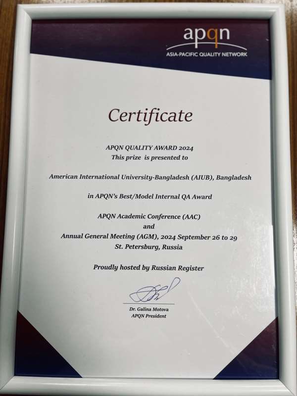 AIUB Receives Prestigious APQN Quality Award at AAC 2024