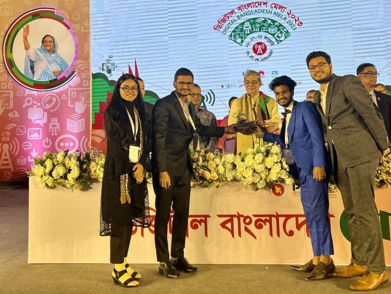 EEE Students of AIUB Secured 1st Runners Up Position in  Digital Bangladesh Mela 2023