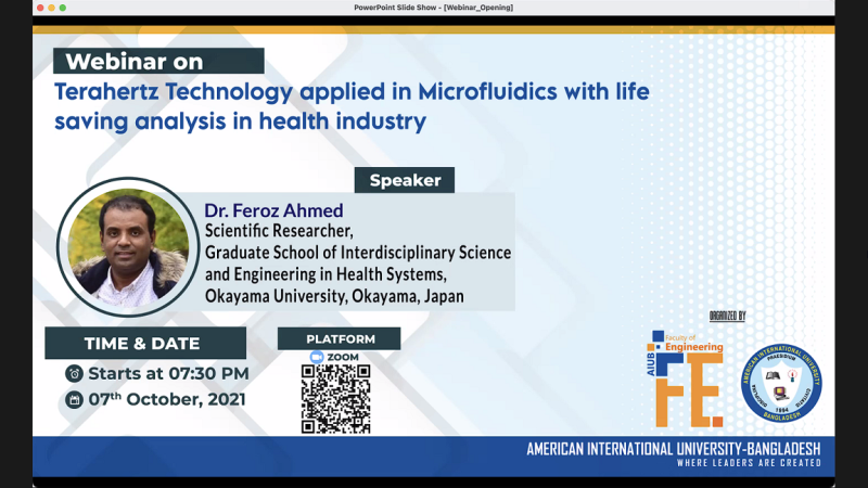 Faculty of Engineering (FE) organized a webinar titled “Terahertz technology applied in Microfluidics with lifesaving analysis in health industry”