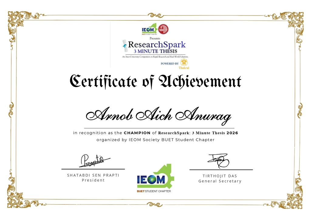 Team AIUB_Hydra Wins Champion Title at Research Spark: 3 Minute Thesis 2026